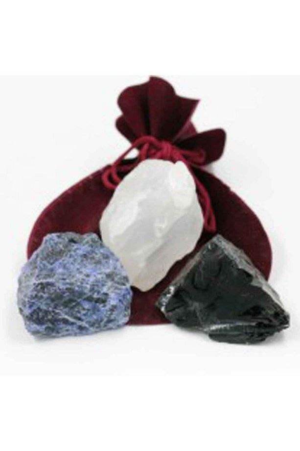 Ay Taşı-sodalit Taşı-obsidyen Taşı Işlenmemiş Ham Kütle Doğal Taş Parça 35/50gr 3'lü Set - 3