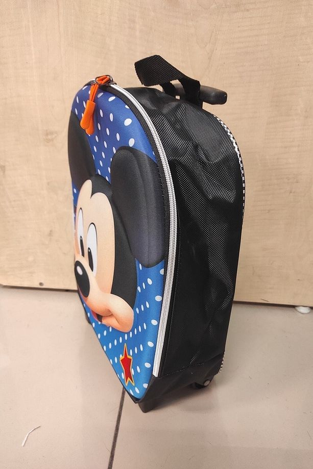 Çekçekli Ve Tekerlekli Mavi Mickey Mouse Figürlü Anaokulu Çantası - 3