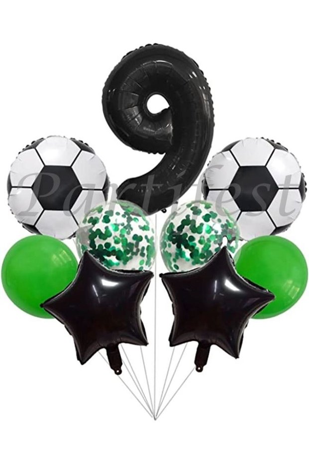 Football Concept 9 Year Old Balloon Set Match Concept Birthday Set Age Balloon Set