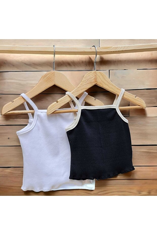 2 Pieces Girl's Strappy Camisole Blouse Top Clothing (0-6 Years)