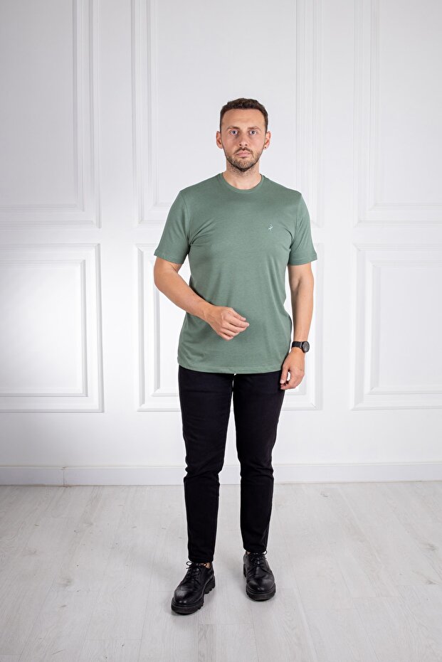 İnterview Sarar O Yaka Basic Yeşil T-Shirt - 3