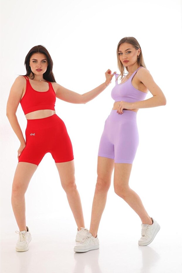 Seamless Lila Şort Takım - 3