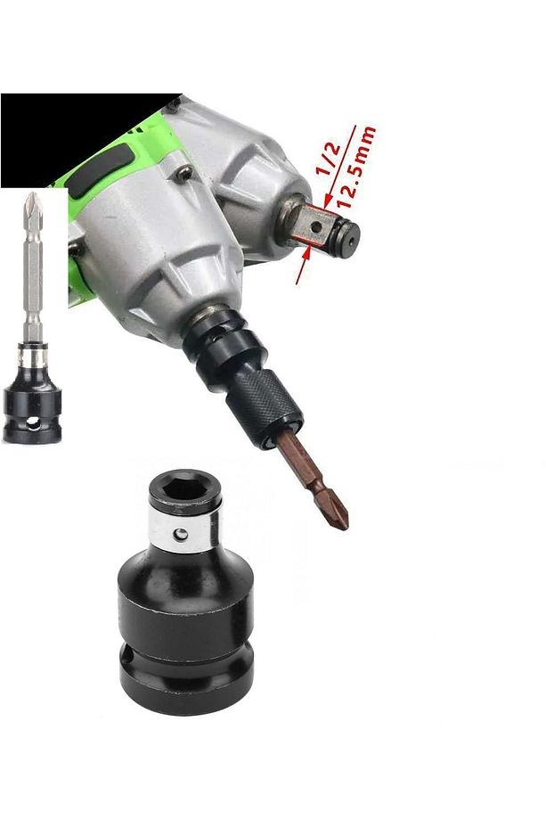 1/2 Matkap Chuck Mandrenli Adaptör Somun Sökme Makinesini Hex Bits Uç Dönüştürme Aparatı - 2