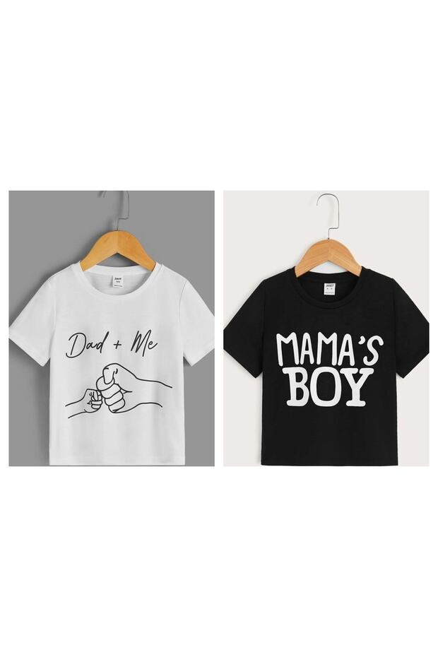 Pack of 2 Dad+ Me And Mama's Boys Printed Crew Neck Oversize Children's T-shirts