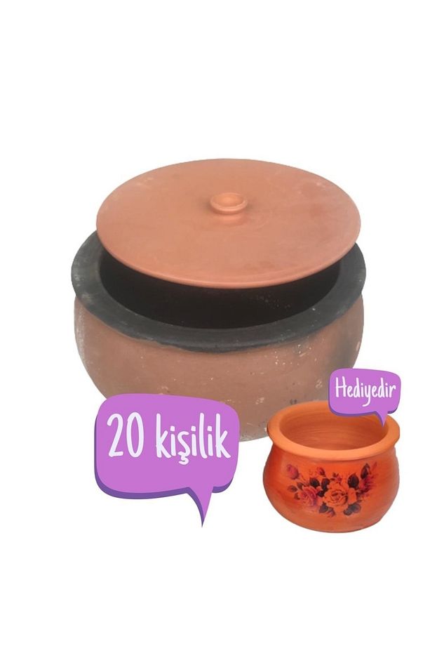 Toprak Güveç (20 Kişilik) Ürün 1 Adet Kapak Hediyelidir... - 1