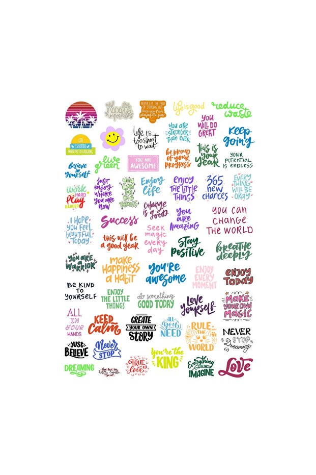 57 Pieces Good Vibes-Motto Motivational Sticker Set - Sticker Set Scrapbook Bullet Journal