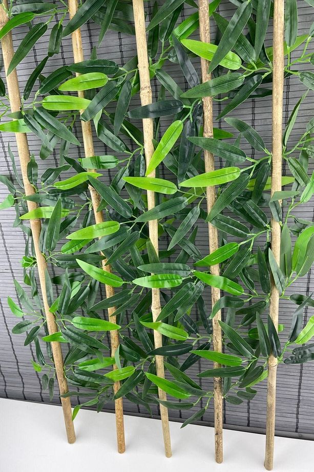 Yapay Yapraklı Dekoratif Bambu Çubuğu Uslu Ticaret 90cm 5 Adet - 3