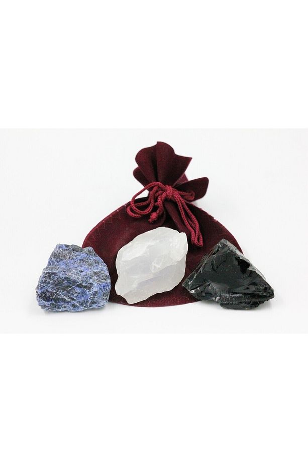 Ay Taşı-sodalit Taşı-obsidyen Taşı Işlenmemiş Ham Kütle Doğal Taş Parça 35/50gr 3'lü Set - 2