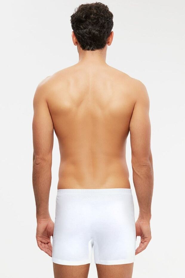 بوكسر أساسي من القطن الممشط باللون الأبيض للرجال مكون من قطعتين - 2