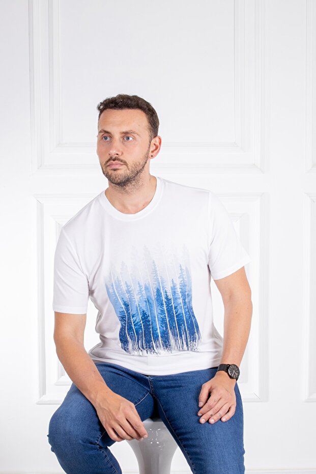 İnterview Sarar O Yaka Basic Baskılı Beyaz T-Shirt - 1