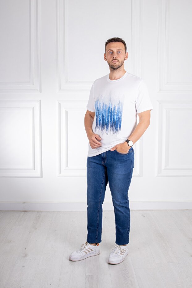 İnterview Sarar O Yaka Basic Baskılı Beyaz T-Shirt - 5