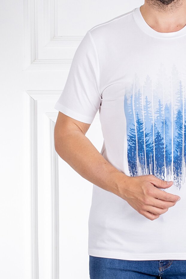 İnterview Sarar O Yaka Basic Baskılı Beyaz T-Shirt - 7