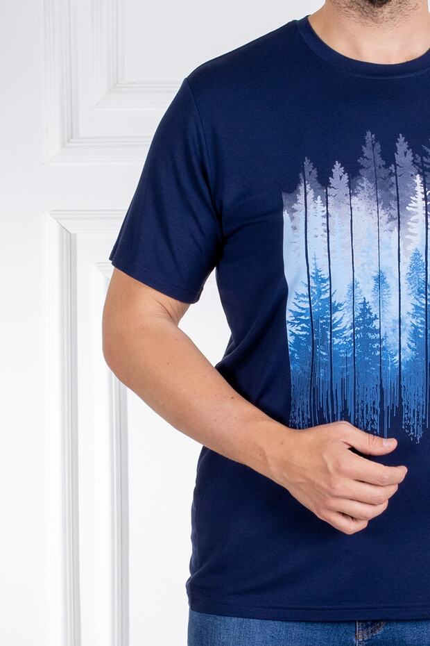 İnterview Sarar O Yaka Basic Baskılı Lacivert T-Shirt - 7