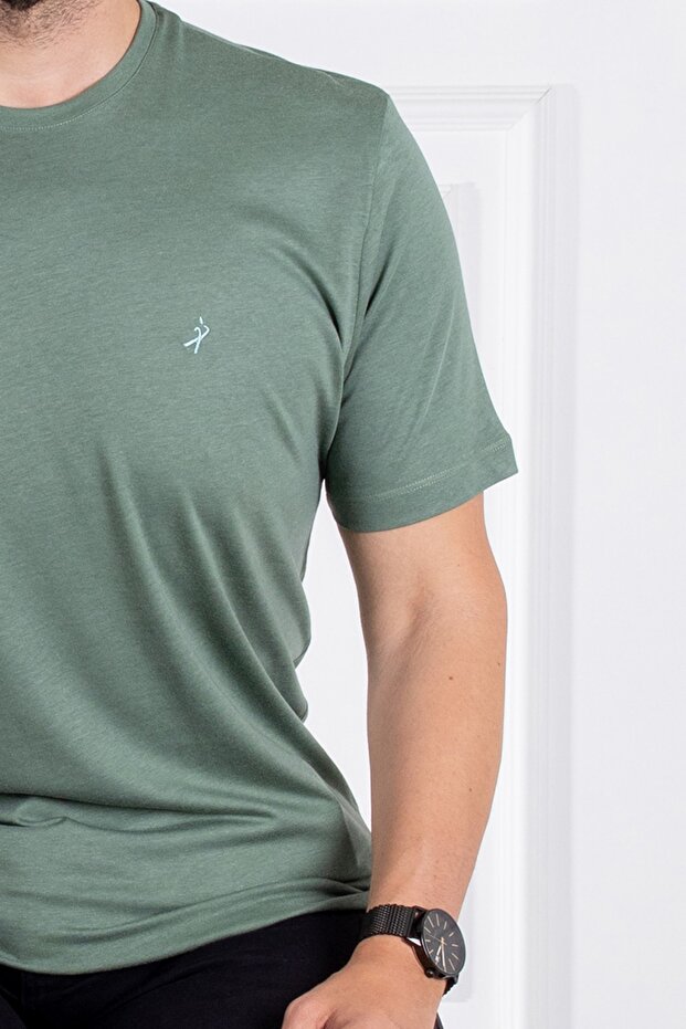 İnterview Sarar O Yaka Basic Yeşil T-Shirt - 7