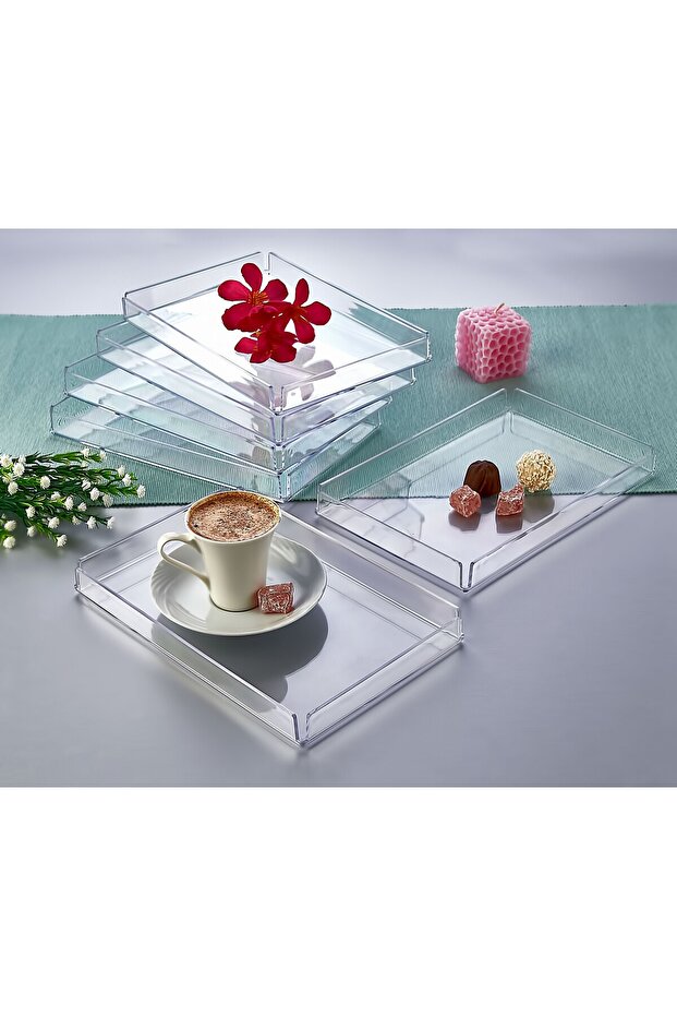 6 Piece Hard Plastic Presentation Tray Decorative Tray