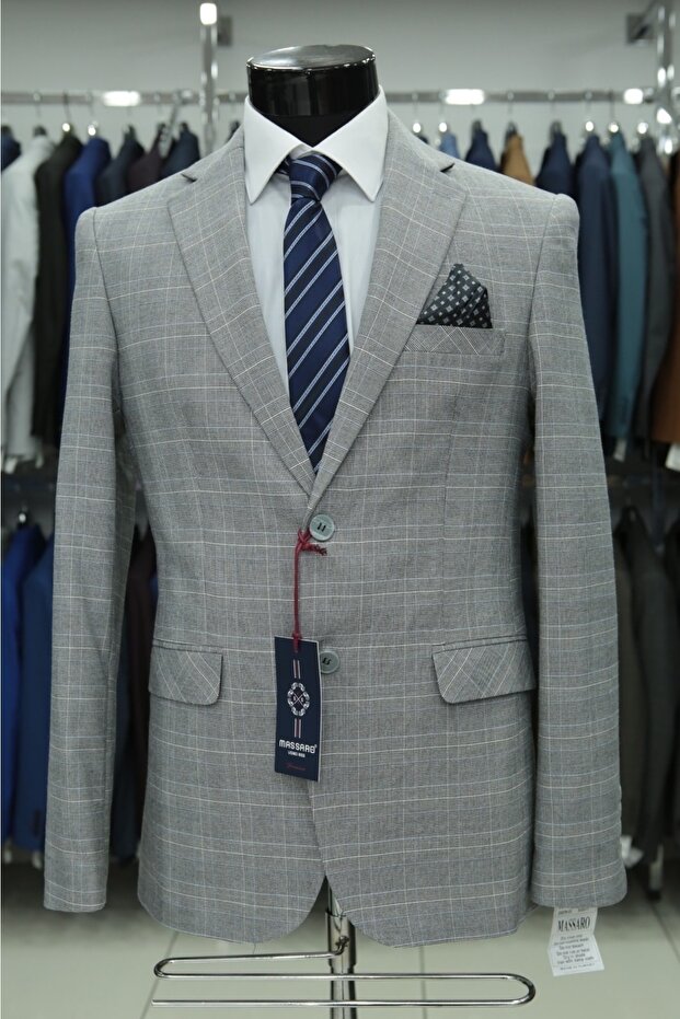 سترة Slimfit ذات مربعات - 2