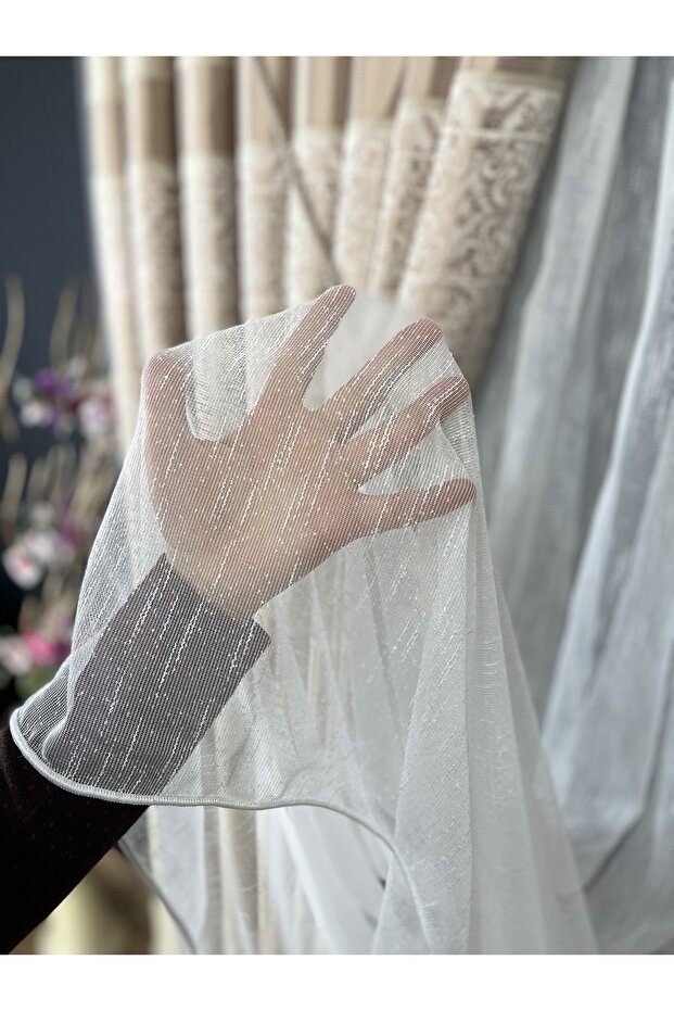 Slub Tulle 1/3 Close Pleat First Class Tulle Curtain Plain White Tulle Wrinkle-Free 220 X 250
