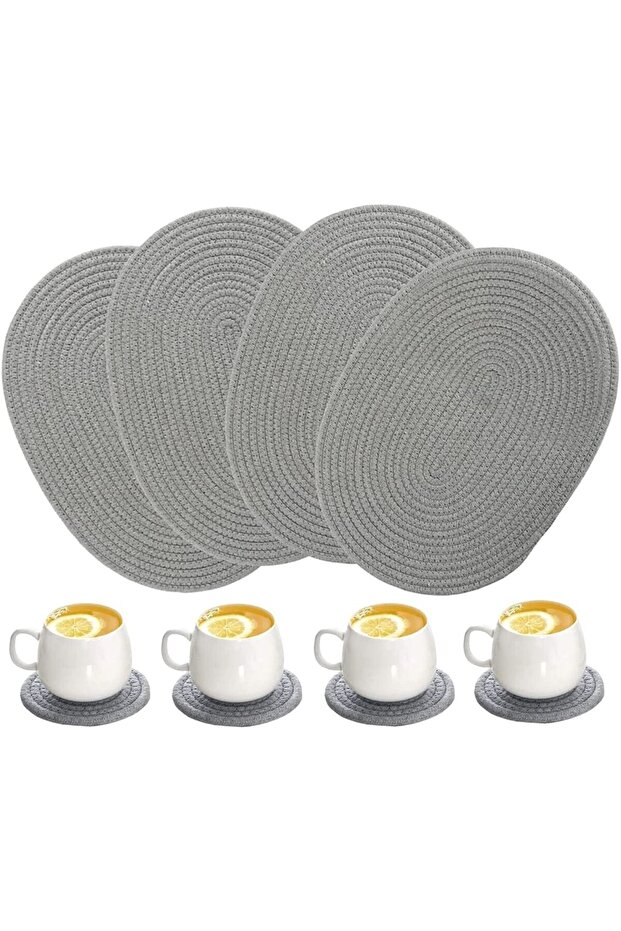Ruby 8 Piece Oval Tableware and Coasters Set - 1