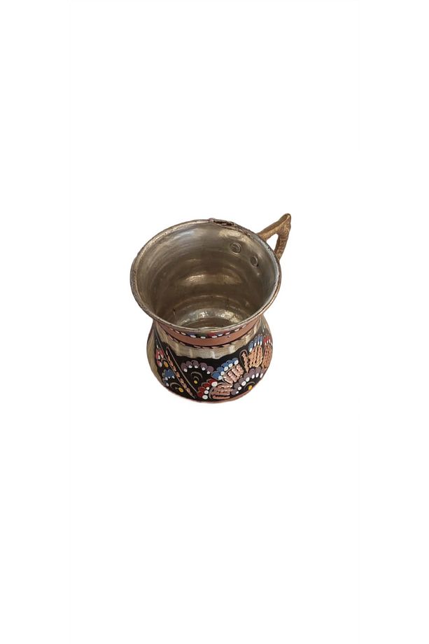 Bakır Bardak & Bakır Maşrapa & Su Bardağı El Işlemeli Mineli Renk Bardak - 3