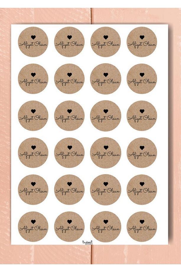 Kraft Sticker Etiket 4 Cm 48 Adet Afiyet Olsun Etiket-t496 - 1