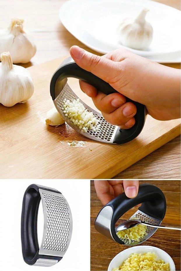 Stainless Steel Handled Garlic Crusher Garlic Grater with Grip Handle