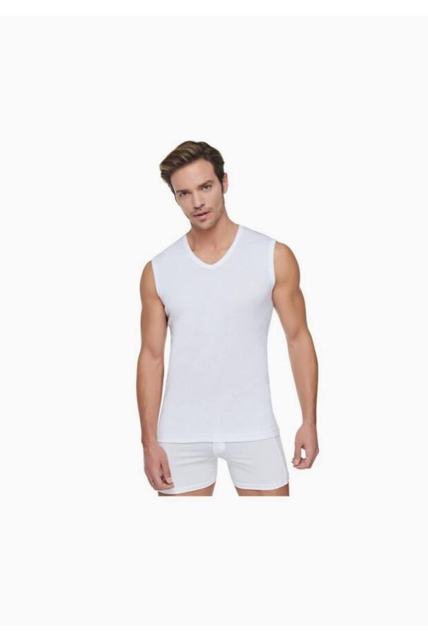 Men's Elastane (lycra) Flexible V-Neck 0 Sleeve Sports Undershirt 6 Pack (white) 100% Cotton New Season