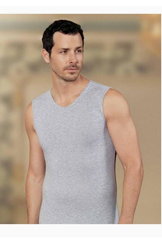 Men's Gray Zero Sleeve V-Neck Lycra Single Jersey Undershirt M New Season