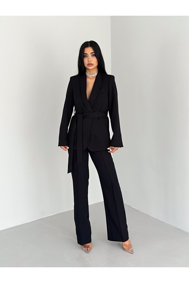Belted Jacket Trouser Set - 1