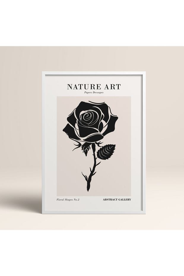 White Wooden Framed Painting Framed Poster Artistic Modern Wall Decor (Flower277-White-50X70)