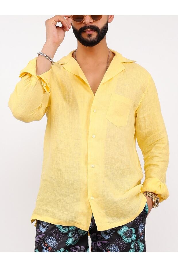 Basic Keten Gömlek - 4