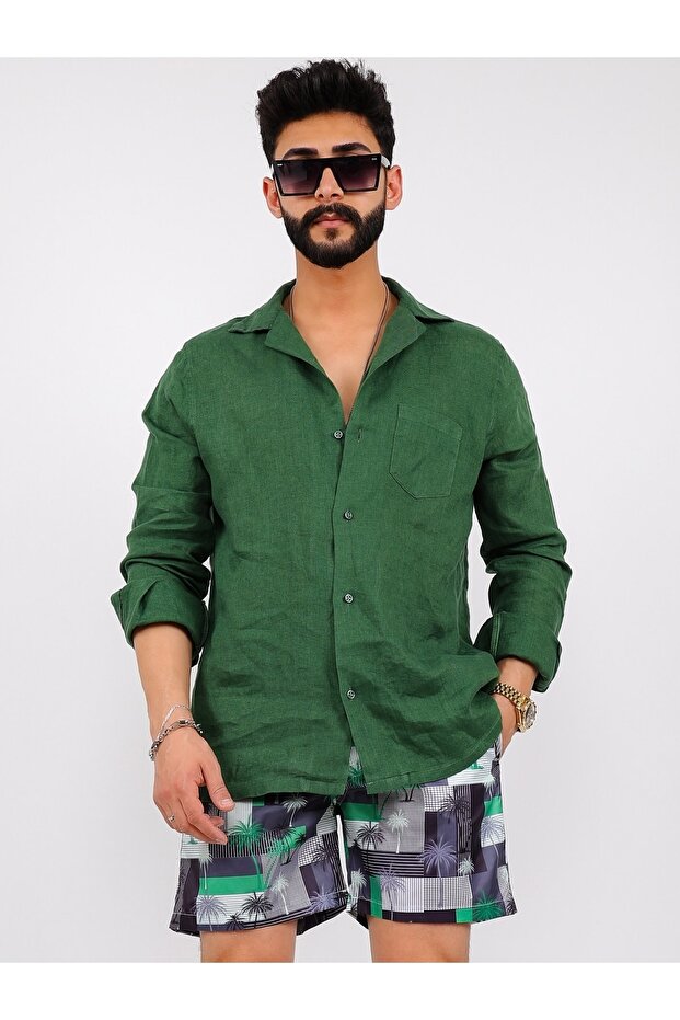 Basic Keten Gömlek - 4