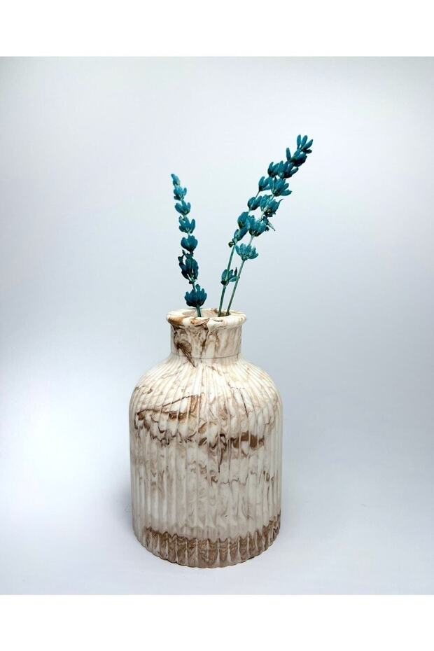 مزهرية بامباس منقوشة بالرخام - 1