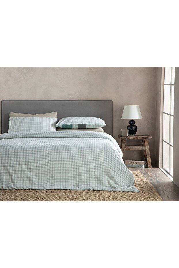 Bold Line Easy-Iron Double Duvet Cover Set 200x220 Cm Green