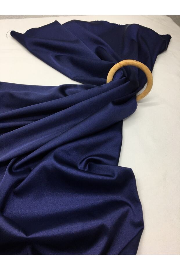 Navy Blue Satin Fabric Draped