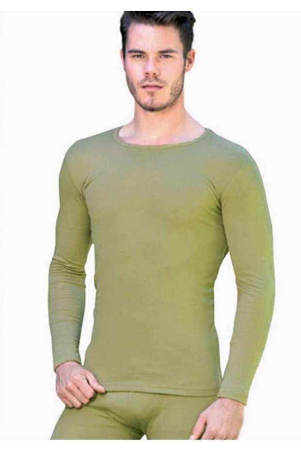 Men's Thermal Long Sleeve Khaki Undershirt New Season (2 Pieces Economical Pack)