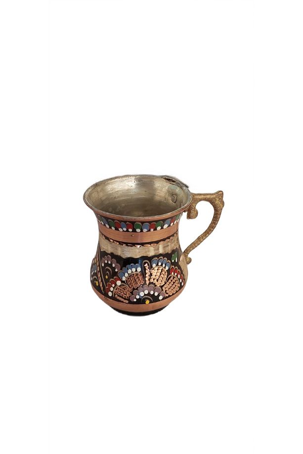 Bakır Bardak & Bakır Maşrapa & Su Bardağı El Işlemeli Mineli Renk Bardak - 1