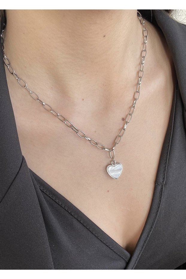 Chain Mother of Pearl Heart Women's Necklace