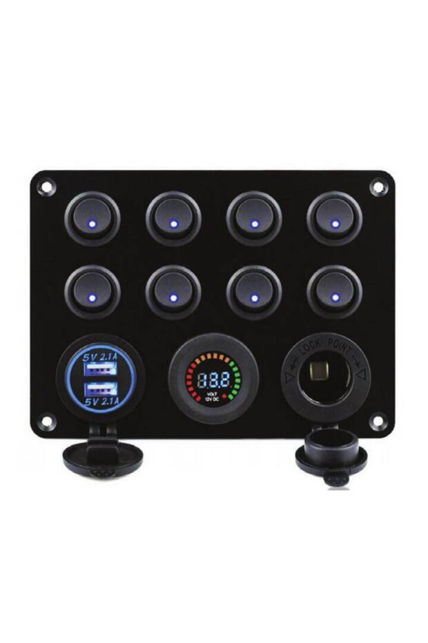 Switch Panel, 8 Anahtarlı, Voltmetre Ve Usb Şarjlı - 1