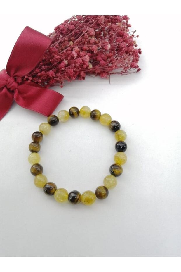 Transformed Citrine, Tiger Eye Natural Stone 8 Mm Bracelet