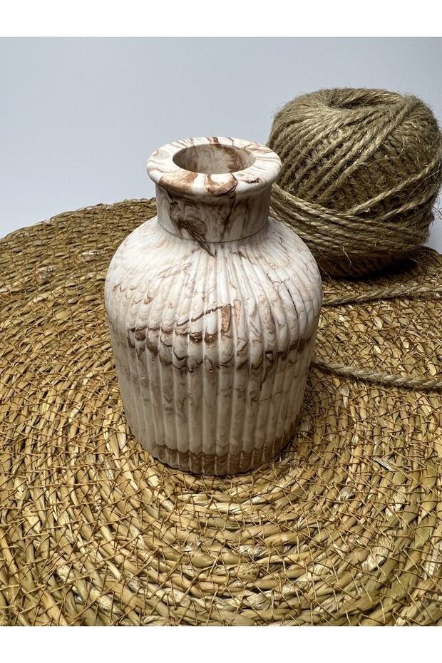 مزهرية بامباس منقوشة بالرخام - 4