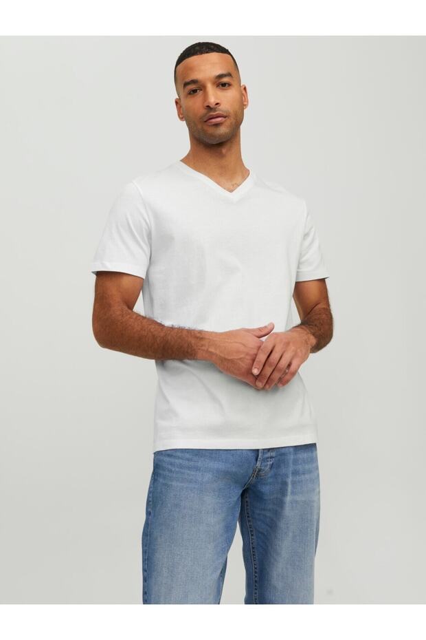 JJEORGANIC BASIC TEE SS V-NECK - 3