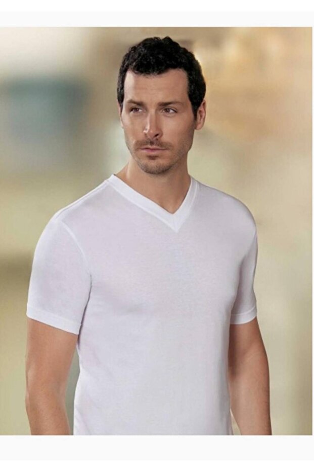 Men's V-Neck Combed Cotton Undershirt New Season (6 Economical Package)