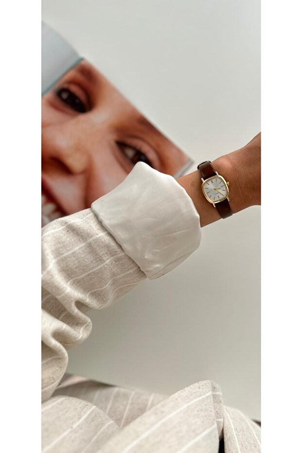 Lena Model Women's Wristwatch, Dark Brown Color Strap