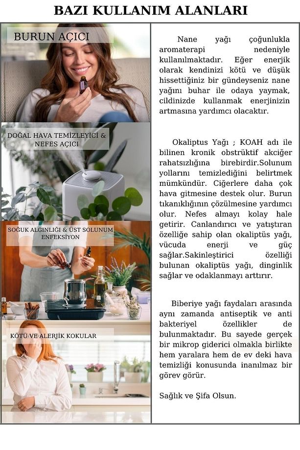 Nefes Seti %100 Saf - Bitkisel Aromaterapi Okaliptus Yağı,saf Biberiye Yağı,saf Nane Yağı - 6