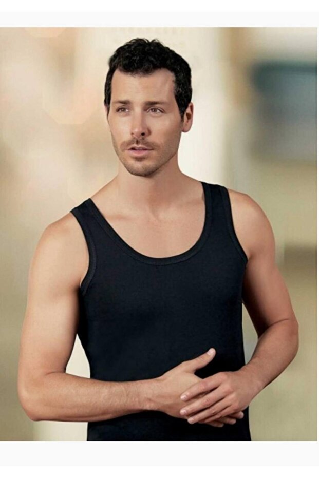 Men's Wide Strap Combed Cotton Undershirt New Season (12 Pieces Economical Pack)