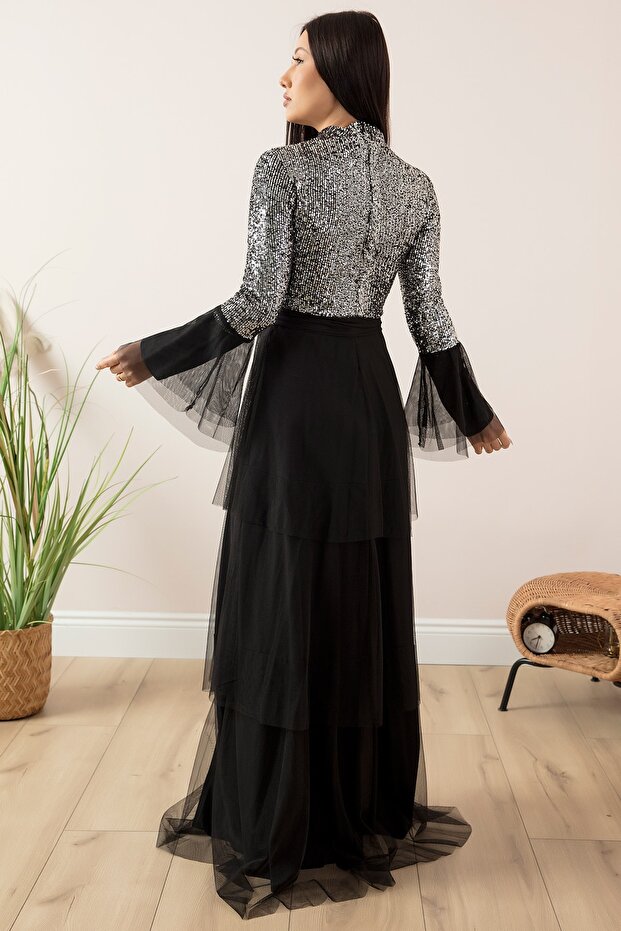 REYHAN 13085 TÜL PULPAYET TESETTÜR ELBİSE - 1