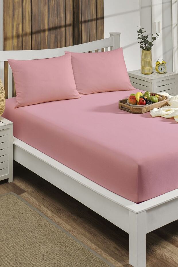 200x200 Elastic Sheet Set Cotton Ranforce Duvet Cover Fabric Oversize 30 Cm Edge Pink
