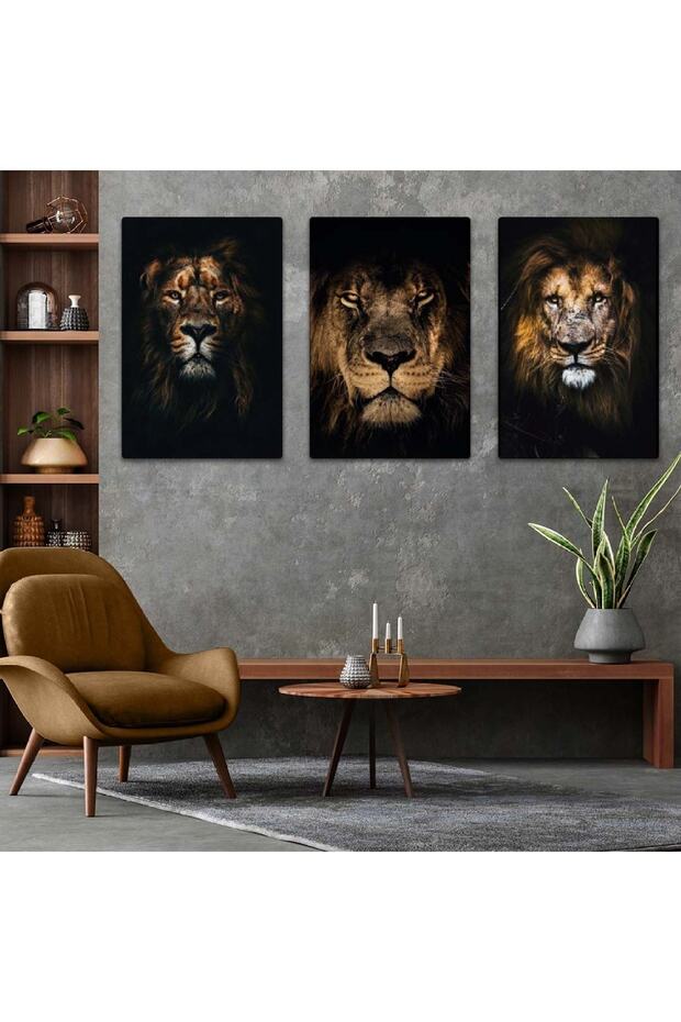 Triple Mdf King of the Jungle Lion Table Set