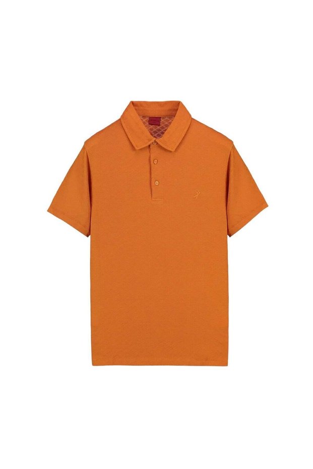 İnterview Sarar Polo Neck 100% Cotton Textured Orange T-Shirt