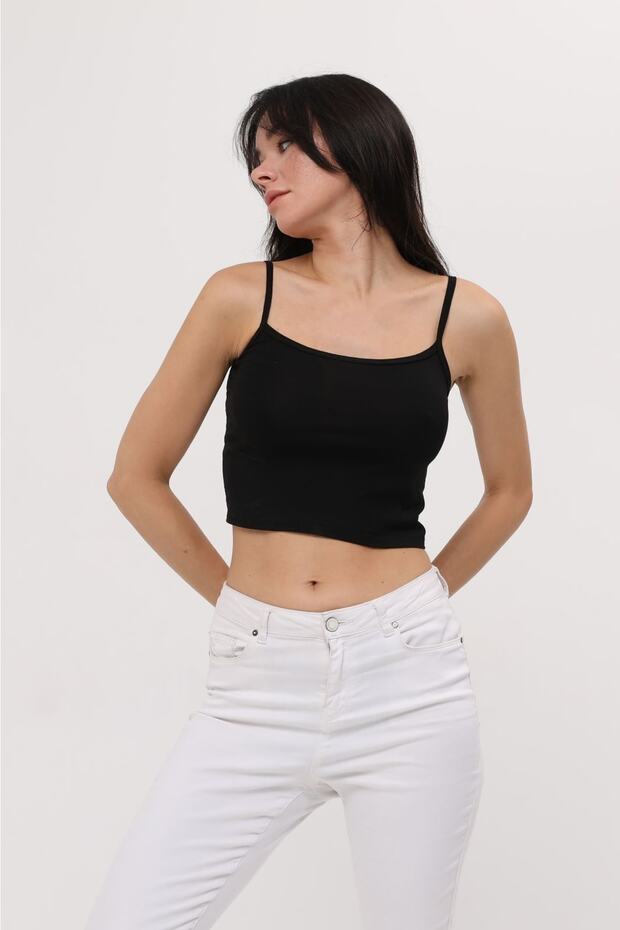 Black Rope Strap Crop